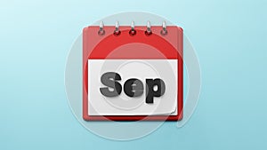 Sep on  paper desk  calendar  3d rendering