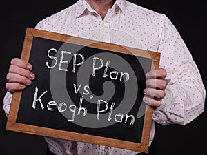 SEP Plan vs. Keogh Plan is shown on the business photo using the text