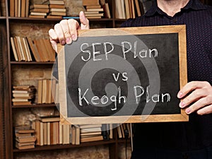 SEP Plan vs Keogh Plan is shown on the business photo using the text