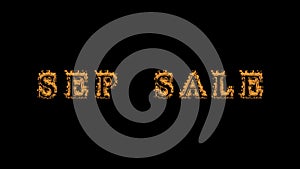 Sep Sale fire text effect black background