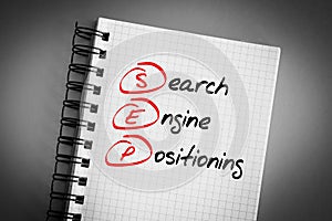 SEP - Search Engine Positioning acronym