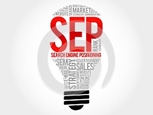 SEP search engine positioning bulb word cloud collage