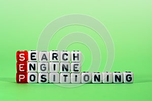 SEP Search Engine Positioning on green