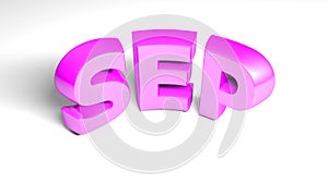SEP september pink write isolated on white background - 3D rendering illustration