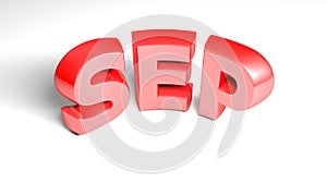 SEP september red write isolated on white background - 3D rendering illustration