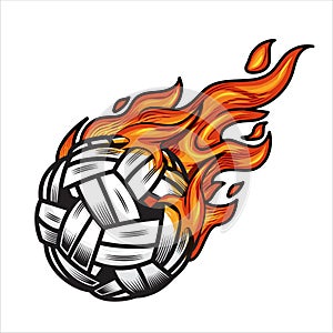 sepak takraw ball on fire Vector illustration
