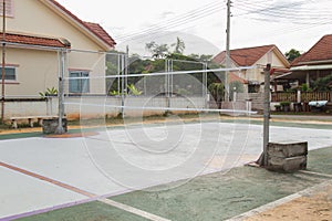 Sepak-takraw court at center of village