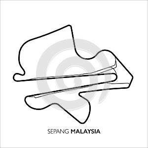 Sepang circuit, Malaysia. Motorsport race track vector map