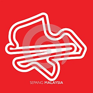 Sepang circuit, Malaysia. Motorsport race track vector map