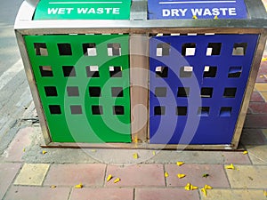 Separate Dustbins for dry and wet garbage