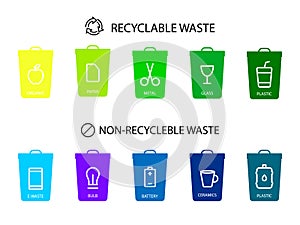 Separate garbage collection color icon. Trash sorting. Save the planet. Editable stroke