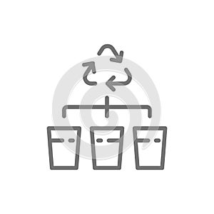 Separate garbage collection, waste sorting line icon.