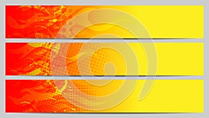 Separated banners with fire elements