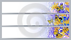 Separated banners with floral elements