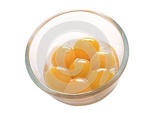 Separated egg yolks photo