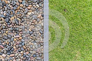 Separated Grasses texture and Rock with concrete cement line in the middle of it for 2 combination concept background between