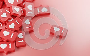 Separated One Love Notification Icon 3D Rendering Pink Background