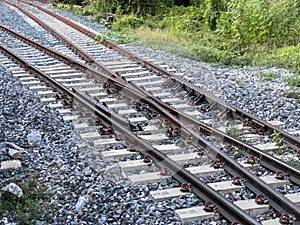 The separated track from the mainline to the railway yard in the station