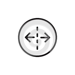 Separating arrow in two part icon Outline vector for web ui