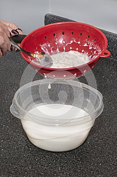 Separating Milk Kefir And Grains photo