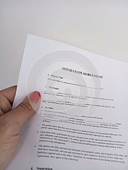 Separation agreement document