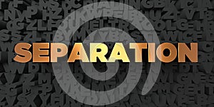 Separation - Gold text on black background - 3D rendered royalty free stock picture