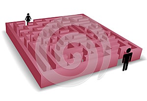 Separation maze puzzles man woman people symbols