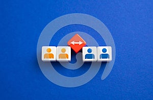 Separation of people. Separation concept.