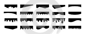 Separators shapes for website presentation set. Curve Lines, Wave, Drops and triangular dividers for Top or Bottom Page