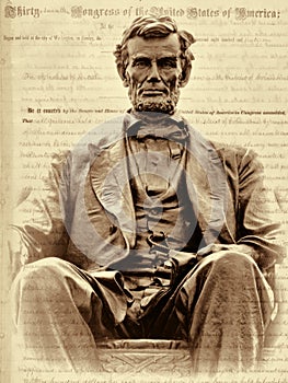 Sepia Abraham Lincoln and the Emancipation Proclamation photo