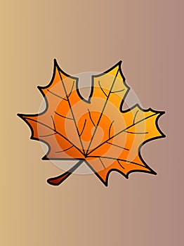 Sepia Autumn Maple Leaf on a gradient background