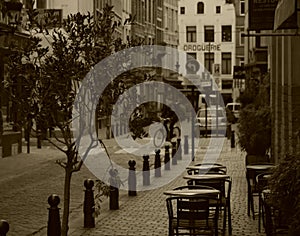 Sepia Brussels streetlife. photo
