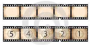 Sepia film strip and countdown