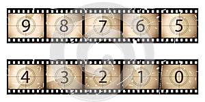 Sepia film strip countdown