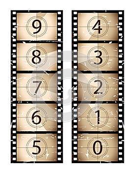 Sepia film strip countdown