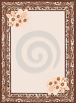 Sepia frame with flowers. Banner.