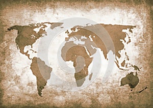Sepia grunge world map