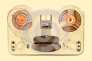 Sepia image of a vintage tape recorder from the sixties