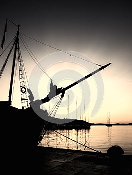 Sepia nautical sunset