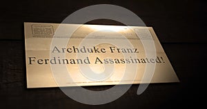 Sepia old telegram text series - Archduke Franz Ferdinand Assassinated