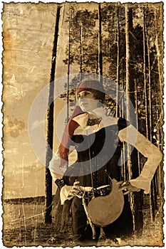 Sepia picture with burned edges (Pirate girl serie)