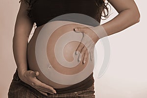 Sepia pregnant woman