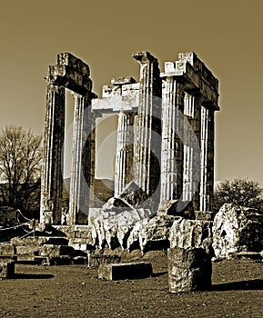 Sepia Temple of Zeus in the ancient Nemea
