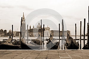 Sepia toned cityscape of Venice