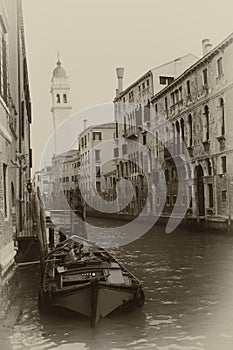 Sepia toned cityscape of Venice photo