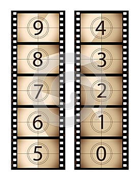 Sepia vertical film countdown