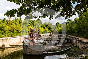 Sept 2018 - La Granja de San Ildefonso, Segovia, Spain - Fuente de Apolo y Minerva in the gardens of la Granja in Summer