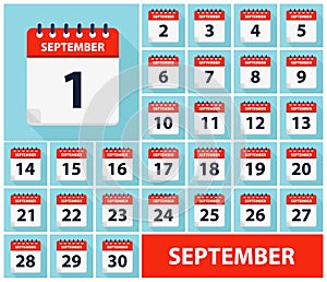 September 1 - September 30 - Calendar Icons