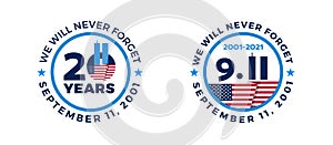 September 11, 2001 - 911 20 Years Patriot Day badges