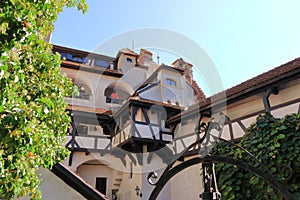 September 11 2021 - Bran in Romania: Courtyard Dracula`s castle in Transylvania